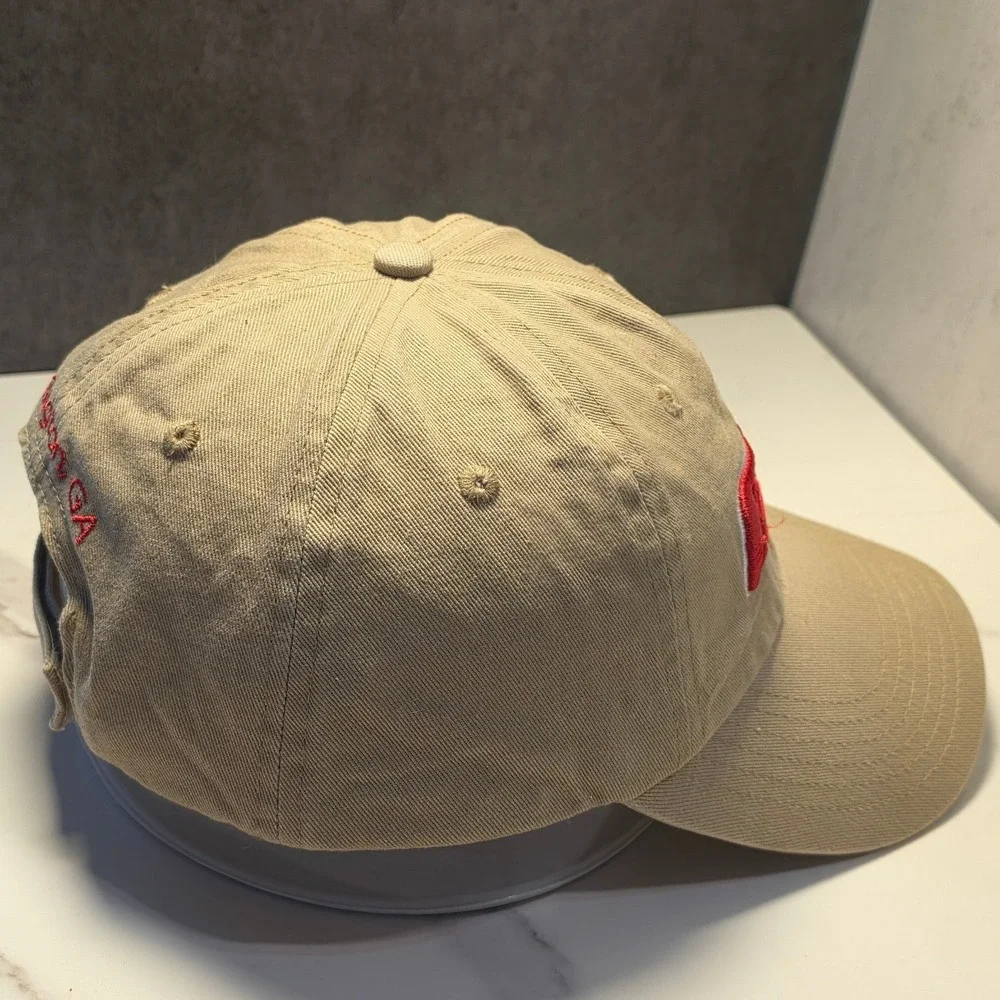 Ginn Jeep Covington GA Tan Baseball Cap Hat Adjustable Hook‎ Loop Strap